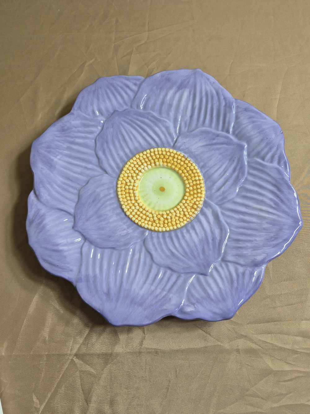 Global Design Connections Kate Williams Purple Flower Ceramic Platter 12”